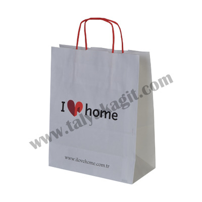 I LOVE HOME - Beyaz Kraft Poşet | Talya Kağıt